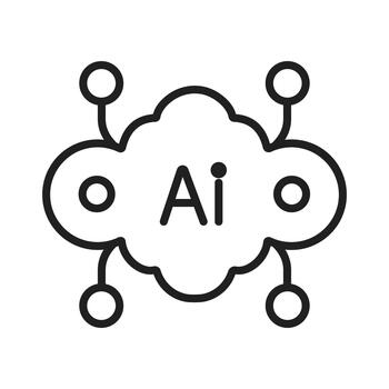 Simple AI Cloud Service Network Line Icon vector