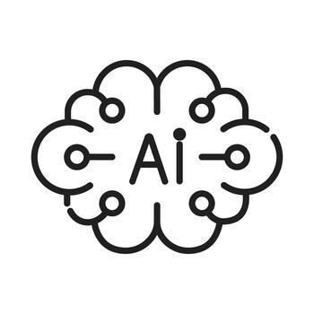 ai cerebro neural red máquina aprendizaje línea icono vector