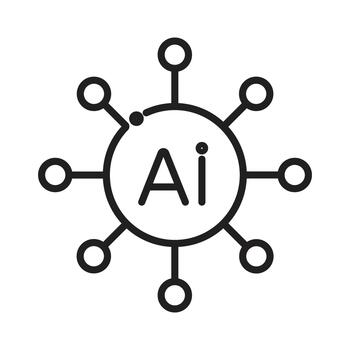 Central AI Processing Hub Network Node Line Icon vector