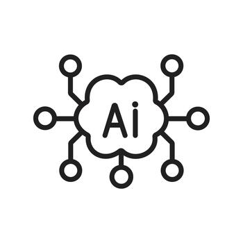 AI Neural Network Cloud Computing Hub Line Icon vector
