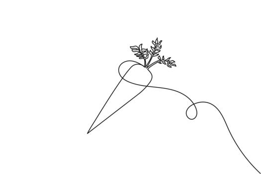 Single Line Drawing of a Carrot with a Looping Line on White Background vegetable root vegetable vector
