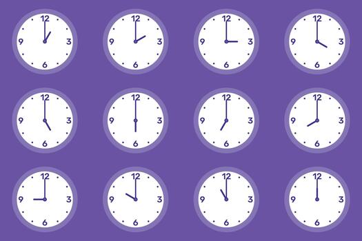 All Minutes set Analog Clock Icon white background design. vector