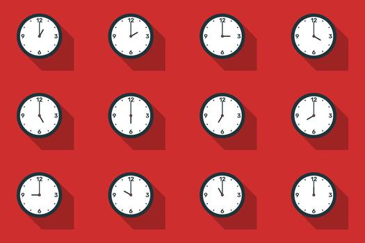 All Minutes set Analog Clock time Icon white background design. vector