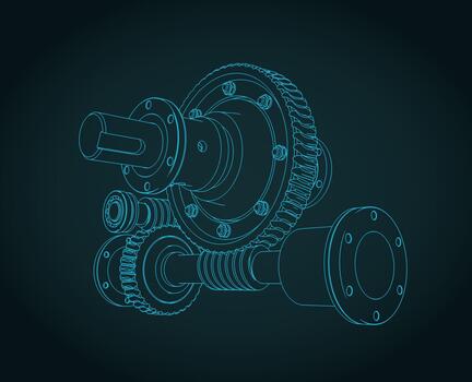Worm gearbox mechanism and structure vector