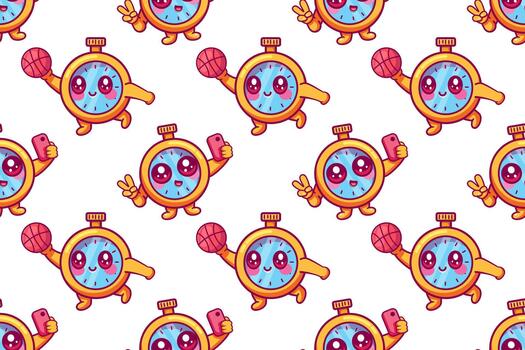 sonriente cronógrafo personaje sin costura modelo ilustración antecedentes vector