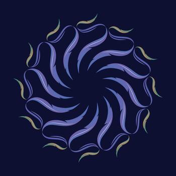 A circular design with a spiral pattern on a dark blue background vector
