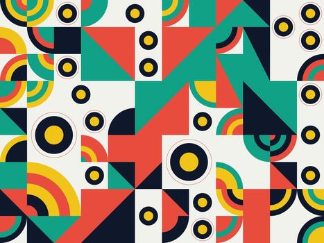 retro moderno geométrico modelo con círculos y cuadrícula vector