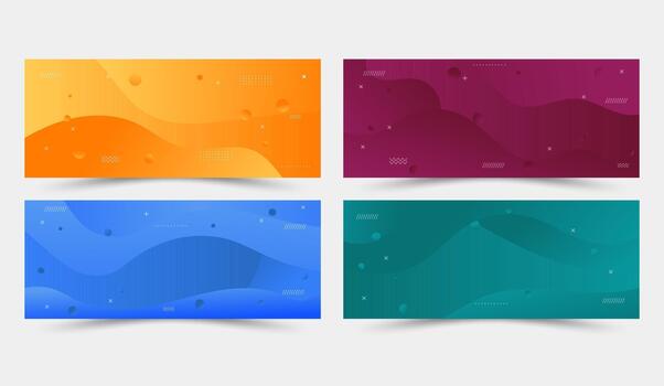 conjunto de vibrante fluido degradado resumen antecedentes, Perfecto para web pancartas, social medios de comunicación, presentación diapositivas, y digital Arte. vector