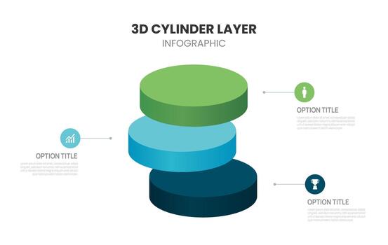 3d cylinder block layers business infographic template with 3 steps template. vector