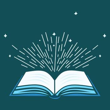 abierto magia libro con luz, un fuente de conocimiento y sabiduría para leyendo y aprendizaje vector