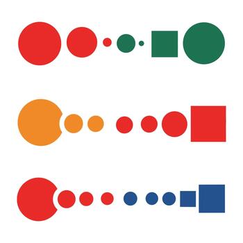 conjunto de Tres horizontal líneas con color cambiando circulo y cuadrado formas vector