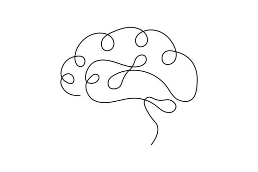 resumen continuo línea Arte de cerebro símbolo de conocimiento vector
