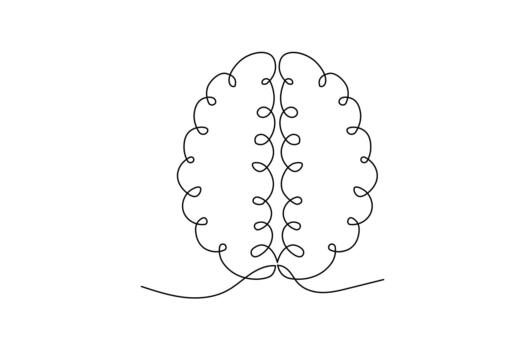 resumen cerebro contorno continuo uno línea dibujo concepto vector