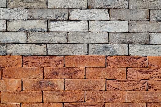 Texture of brick wall of different colors for construction. Facing building material. photo