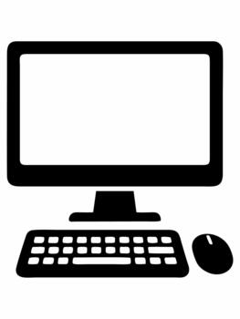 Silhouette of a desktop computer and monitor vector