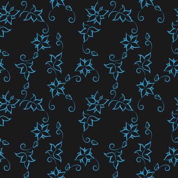 seamless pattern of floral graphic elements and bouquets of flowers, stylized image, handmade botanical pattern for fabric, paper, wallpaper, various backgrounds vector