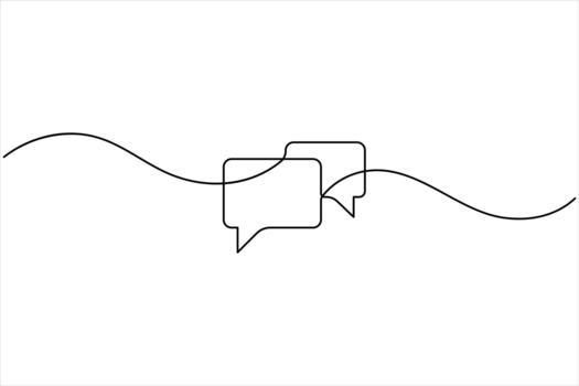 soltero continuo línea Arte dibujo de habla burbuja ilustración. comunicación charla Mensajero lineal línea símbolo. diálogo nube, charla burbuja concepto vector