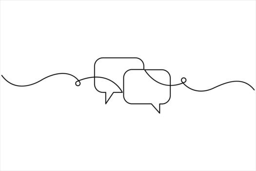 soltero continuo línea Arte dibujo de habla burbuja ilustración. comunicación charla Mensajero lineal línea símbolo. diálogo nube, charla burbuja concepto contorno línea vector