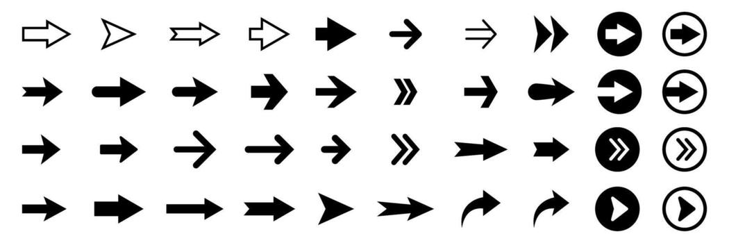 flecha icono conjunto colección de direccional punteros vector