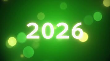 2026 raggiante cifre circondato di morbido scintillante bokeh luci su un' pulito verde schermo sfondo, la creazione di un' liscio ambientale celebrazione effetto ideale per sovrapposizioni e movimento grafica video