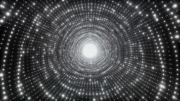 resumen túnel de reluciente blanco luces creando un deslumbrante vórtice efecto un brillante brillante portal radiante energía y dinámica movimiento video