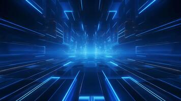 abstrait bleu numérique Les données tunnel futuriste cyberespace réseau la grille lignes embrasé effet mouvement Contexte pour La technologie et métaverse concepts video