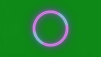 raggiante neon cerchio animazione su un' verde schermo sfondo ideale per movimento grafica e visivo effetti progetti senza soluzione di continuità ciclo continuo video