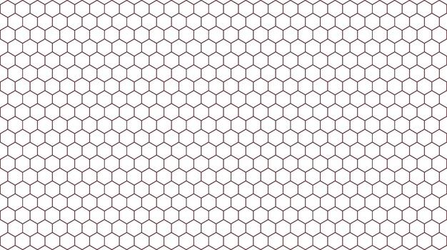 Seamless Hexagonal Grid Pattern With Dark Red Outline on White Background vector