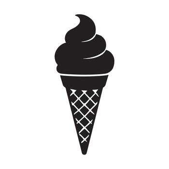 Classic Black Silhouette of a Soft Serve Ice Cream Cone on White Background vector