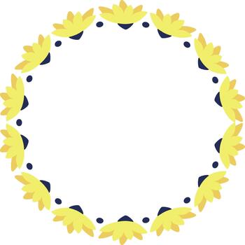 Wreath frame with colorful flower elements. Trendy graphic template. empty frame box vector