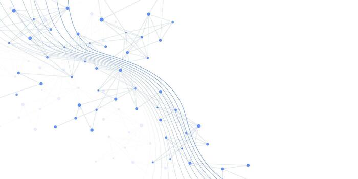 Abstract technology network connection with dots lines. Digital communication and big data visualization. Plexus design for medical, science and technology vector