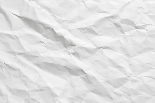 Crumpled white paper texture with soft shadows and detailed wrinkles, high-resolution abstract background design for graphic resources, minimal surface pattern, clean folded paper backdrop photo