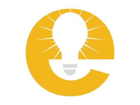 Light Bulb Monogram E Icon, Modern Initial Design for Inspiration and Creativity vector