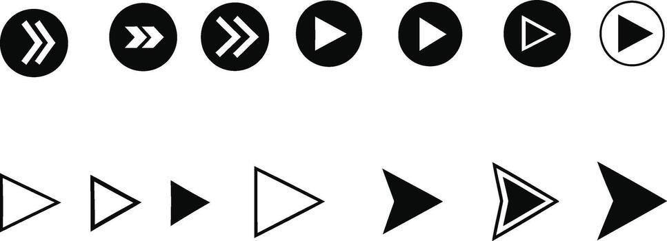 Evolution of arrow shapes from rounded to pointed designs vector