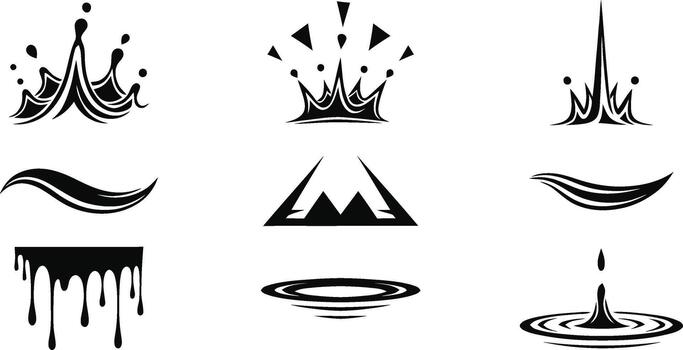 resumen negro tinta salpicar y pincelada diseño elementos colección vector