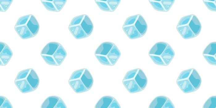 sin costura modelo con grande hielo cubitos en blanco antecedentes. dibujos animados estilo antecedentes vector