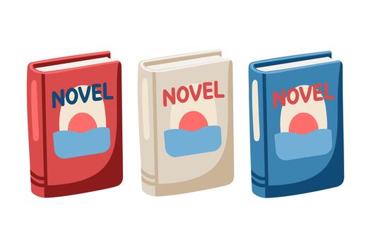 Cartoon set of books in different colors without specific titles. isolated illustration on white background. vector