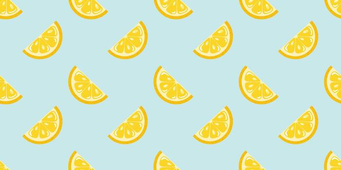 sin costura verano modelo con vibrante amarillo limón porciones en un suave azul antecedentes. dibujos animados estilo vector