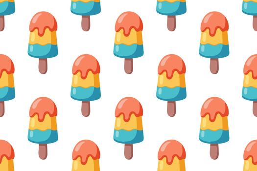 Seamless summer ice cream pattern. Cartoon colourful popsicles on background vector