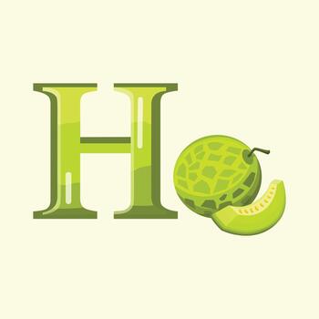 A playful letter H design combined with a sliced melon element, ideal for alphabet-themed artworks, educational materials, and decorative graphics. vector