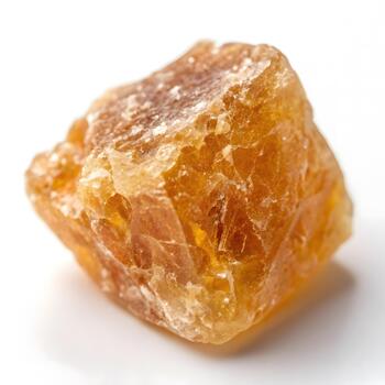 ultra alta resolución macro de un el barco navega lejos resina pedazo demostración ámbar cristalino tonos, escabroso texturas, y agudo bordes en un limpiar puro blanco antecedentes. foto