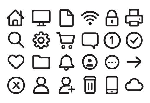 Digital user interface line icons set for websites and apps ui vector