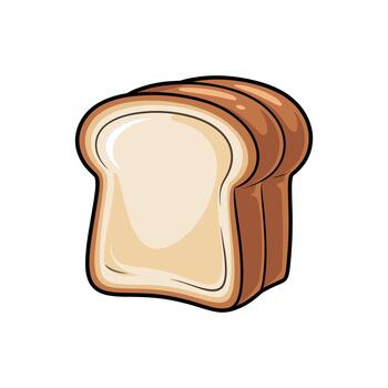 This image depicts a simple, stylized drawing of sliced bread, focusing on its color and texture. The loaf has an appealing gradient and smooth surface. vector