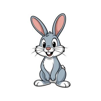 An endearing, cartoon-style rabbit is depicted with a friendly and innocent expression, adding a touch of charm and playful appeal. Standing on a solid white backdrop. vector