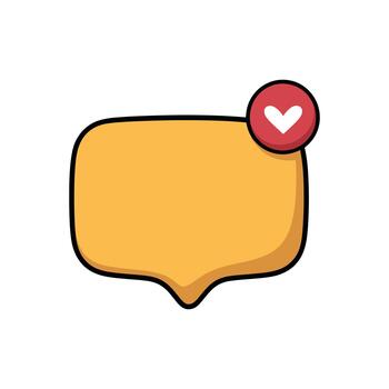 An isolated speech bubble with a red heart notification is a cartoon style graphic. It's great for expressing love, communication, or reminders. vector