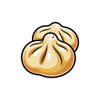 A delightful image showcasing two perfectly formed dumplings. Their rounded shapes and smooth texture suggest freshness and delectable flavor, tempting appetite. vector