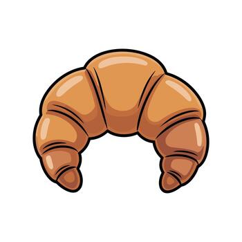 el dibujos animados gráfico retrata un viennoiserie con un escamoso y curvo estructura, ideal para desayuno. eso caracteristicas un calentar tono y un blanco fondo. vector