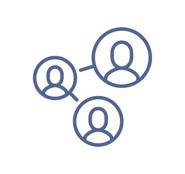 Team network icon representing social connection, group communication, employee collaboration, organizational link structure, teamwork relations and community interaction flat illustration. vector