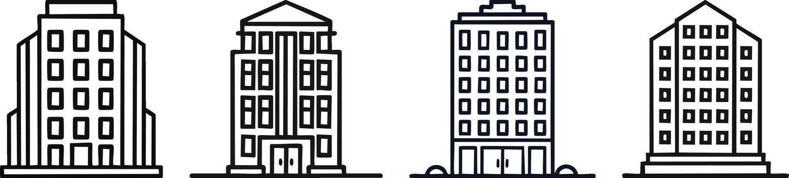 Departamento edificio icono con negrita contorno vertical ventana formas creando limpiar moderno simetría para urbano diseño conceptos vector