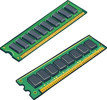 Minimal RAM memory module icon created with simple geometric contours for clean modern tech interface visuals vector